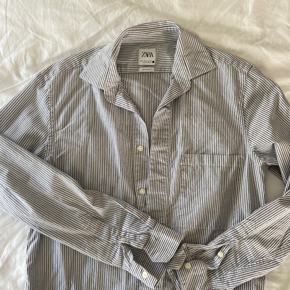 Zara grey striped button down
